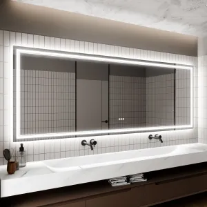 Led Bathroom Mirror, 36X96" Bathroom Vanity Mirrors With Lights, Mirrors For Wall With Smart Touch Button, Anti - Fog, Memory Function, Stepless Dimmable Makeup Mirror (Horizontal / Vertical)