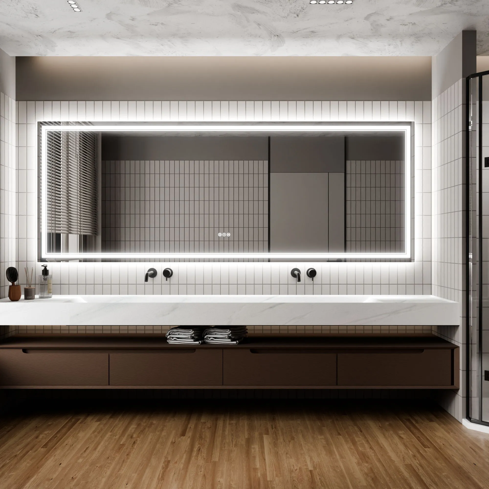 Led Bathroom Mirror, 36X96" Bathroom Vanity Mirrors With Lights, Mirrors For Wall With Smart Touch Button, Anti - Fog, Memory Function, Stepless Dimmable Makeup Mirror (Horizontal / Vertical)