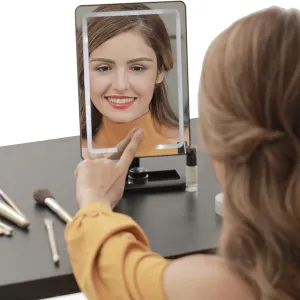 LED Lighted Desktop Makeup Vanity Mirror - 1X/10X Magnification