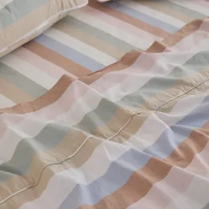 Leo Washed Cotton - Sunny Stripe Kids Flat Sheet