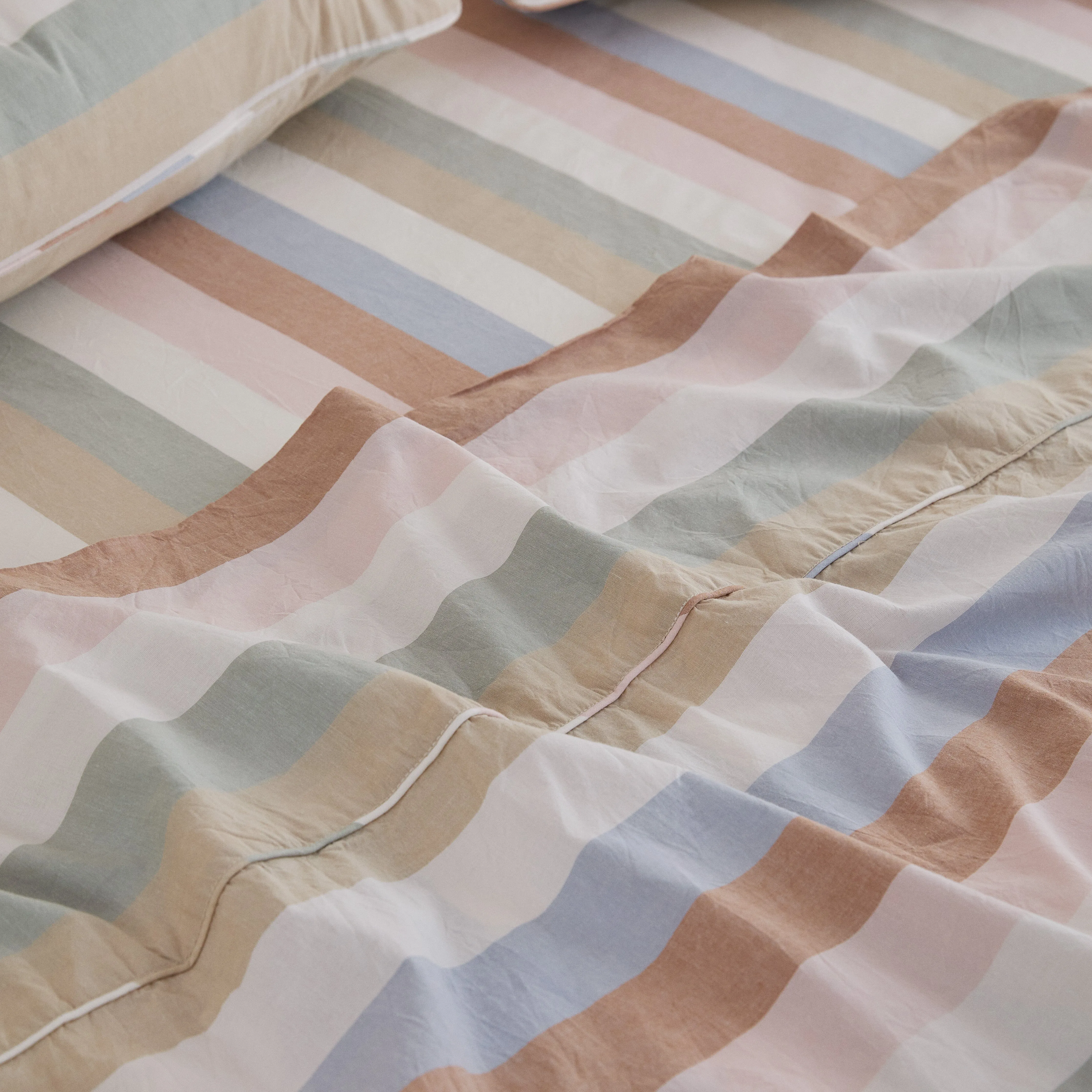 Leo Washed Cotton - Sunny Stripe Kids Flat Sheet