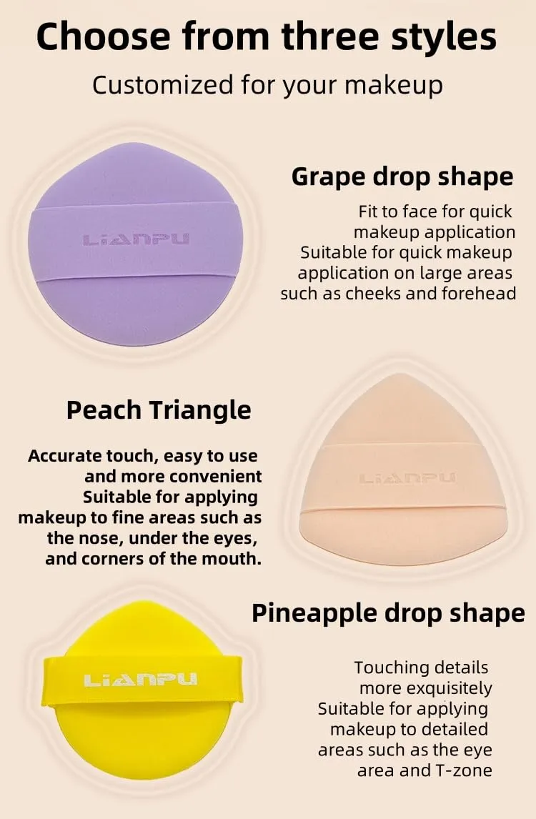 Lian Pu Powder Puff Face Soft Triangle Makeup Puff Makeup Sponge Beauty Blender For Under Eyes And Face Corners Loose Setting Powder Wet And Dry Beauty Makeup Tools (15-piece mixed pack)