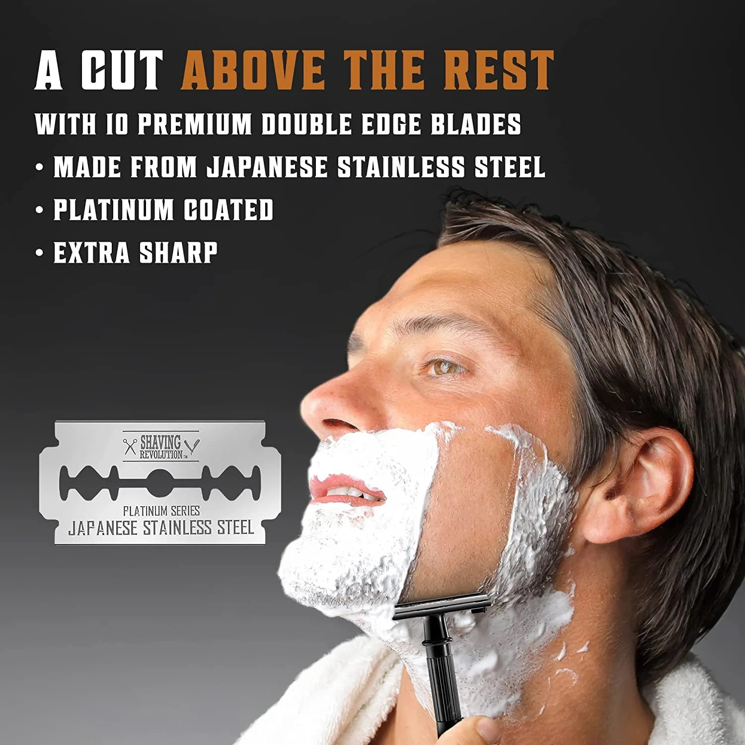 Long Handle Double Edge Safety Razor w/ 10 Blades (Chrome)