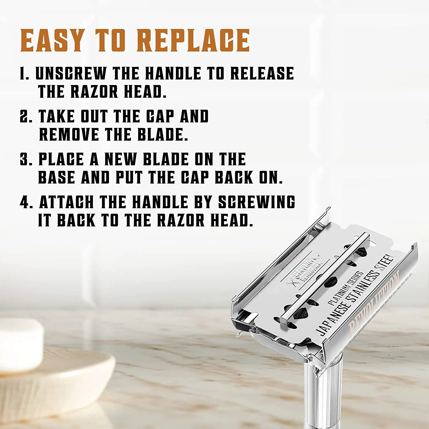 Long Handle Double Edge Safety Razor w/ 10 Blades (Chrome)