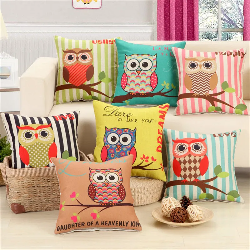 Lovely Owls Cushion Without Inner Polyester Home Decor Sofa Car Seat Decorative Throw Pillow Hot Sale Housse