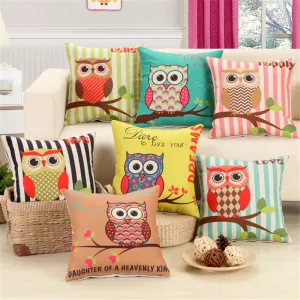 Lovely Owls Cushion Without Inner Polyester Home Decor Sofa Car Seat Decorative Throw Pillow Hot Sale Housse