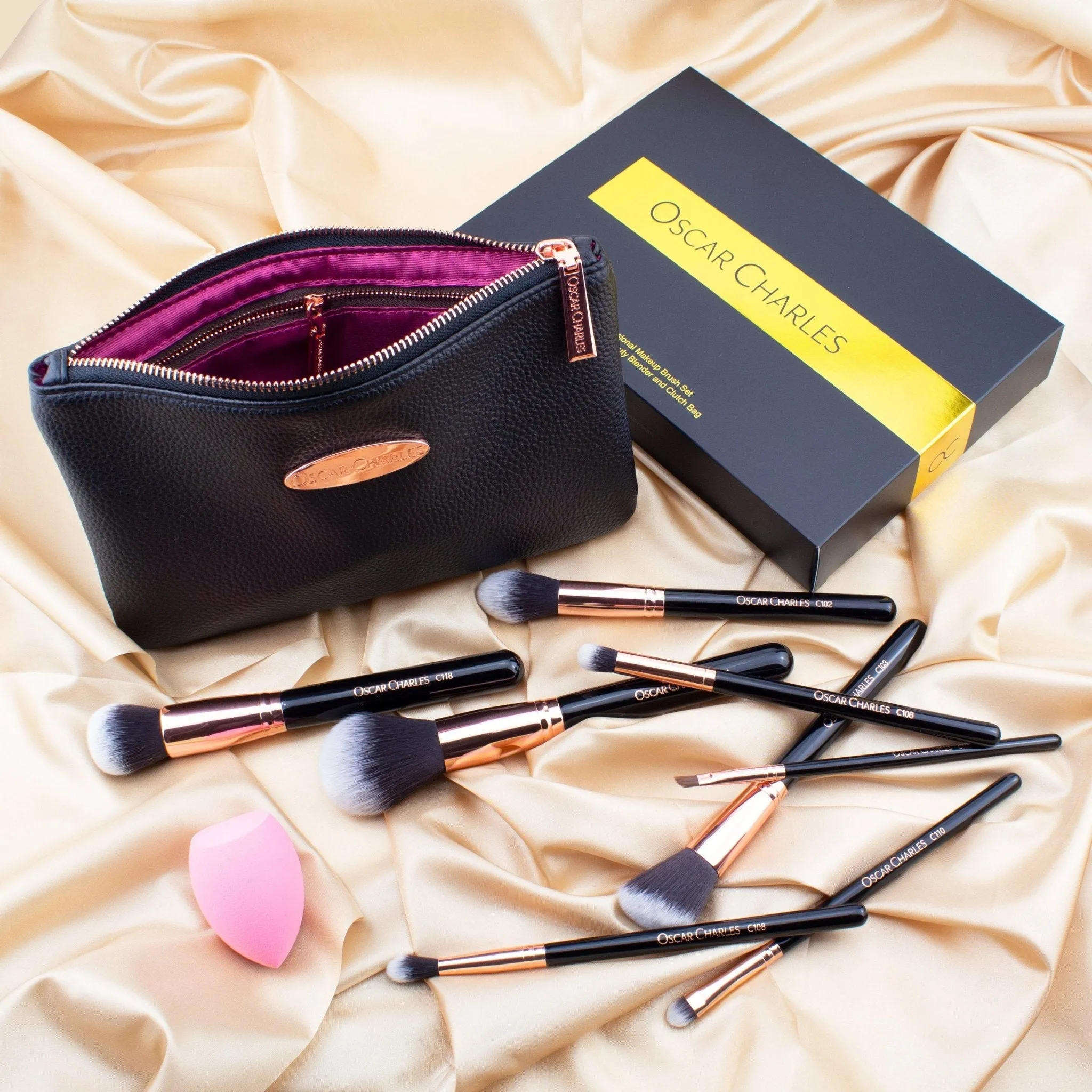 Luxe Pro 8 Piece Makeup Brush Gift Set - Rose Gold