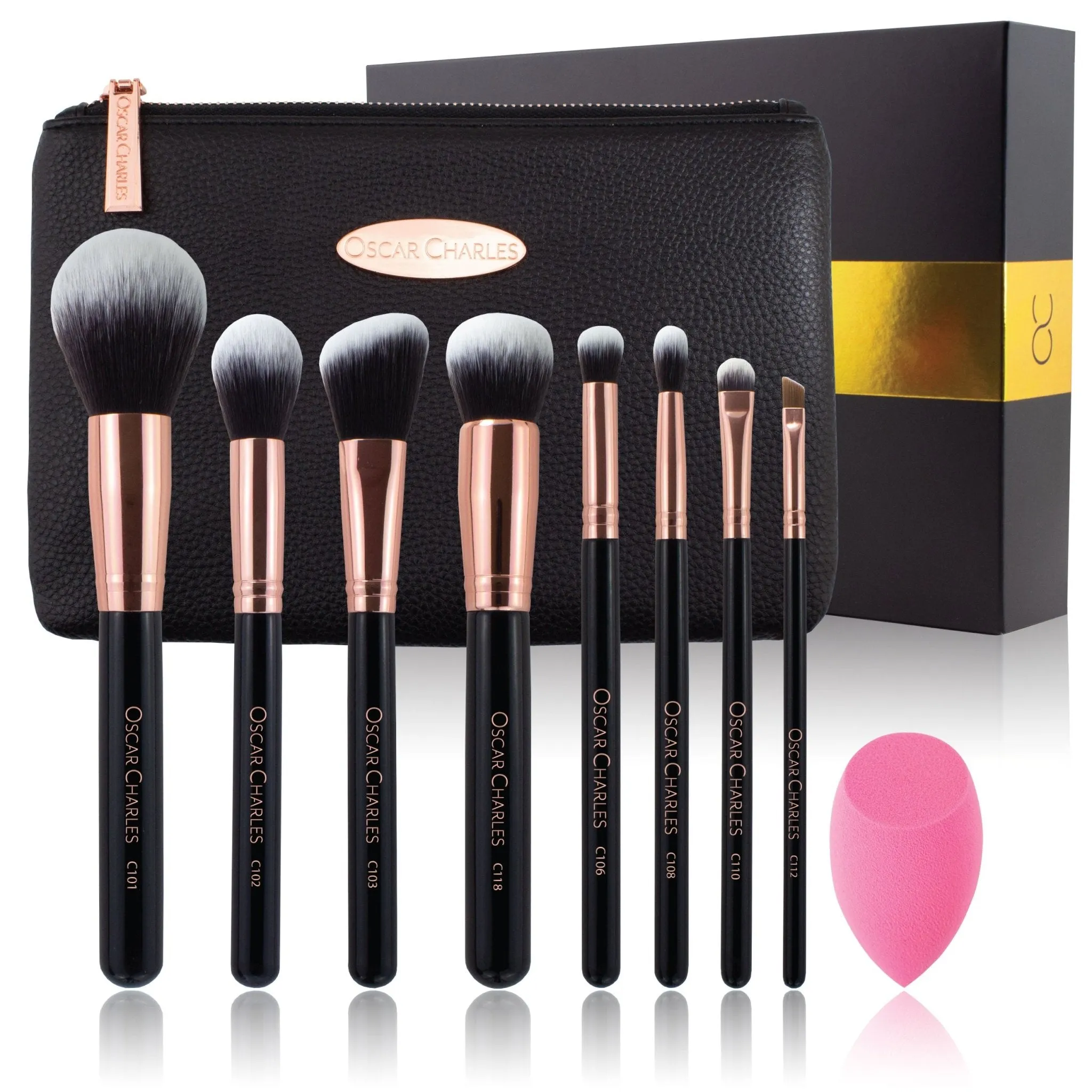 Luxe Pro 8 Piece Makeup Brush Gift Set - Rose Gold