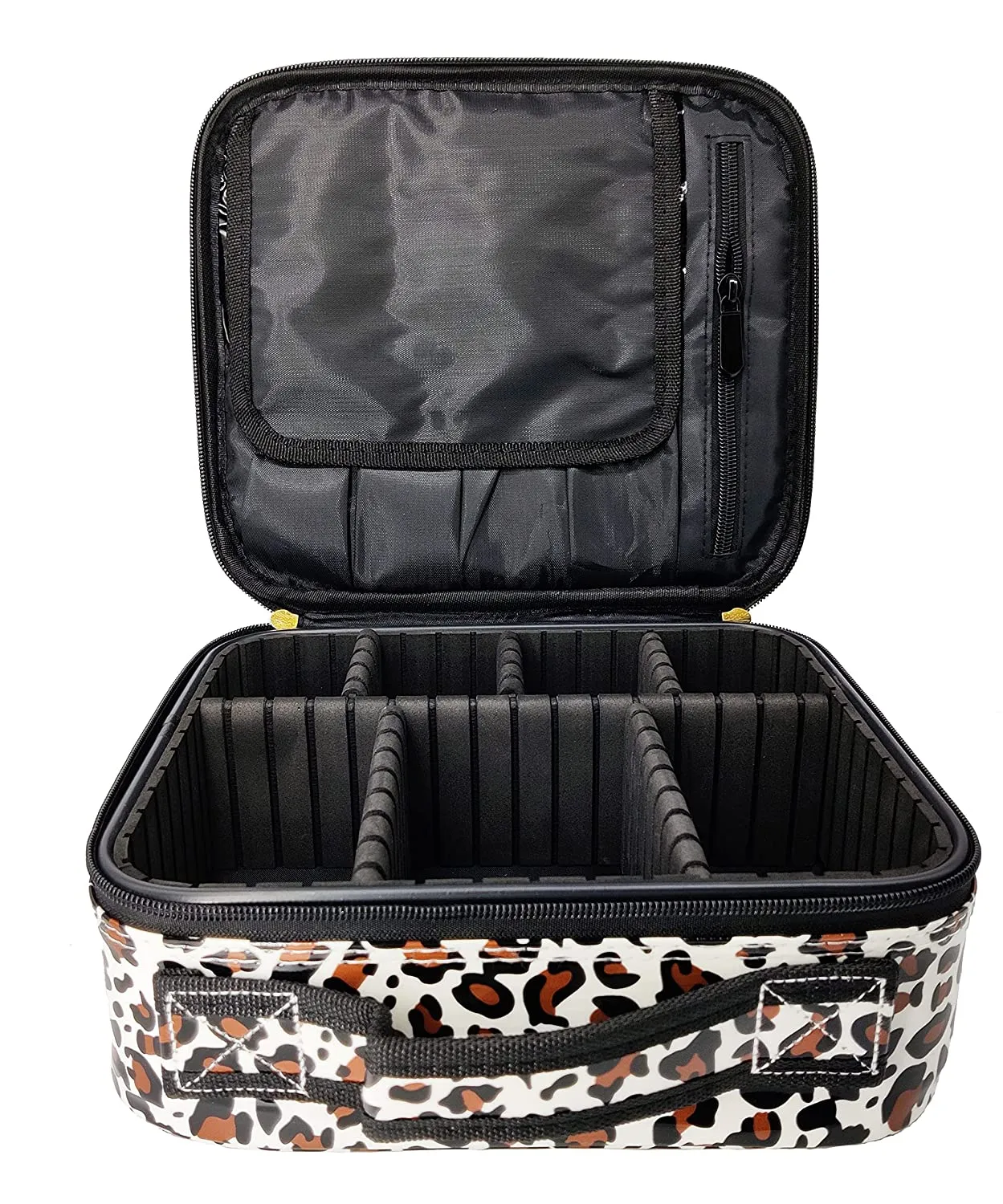 Makeup Cosmetic Storage Case with Adjustable Compartment - Leopard