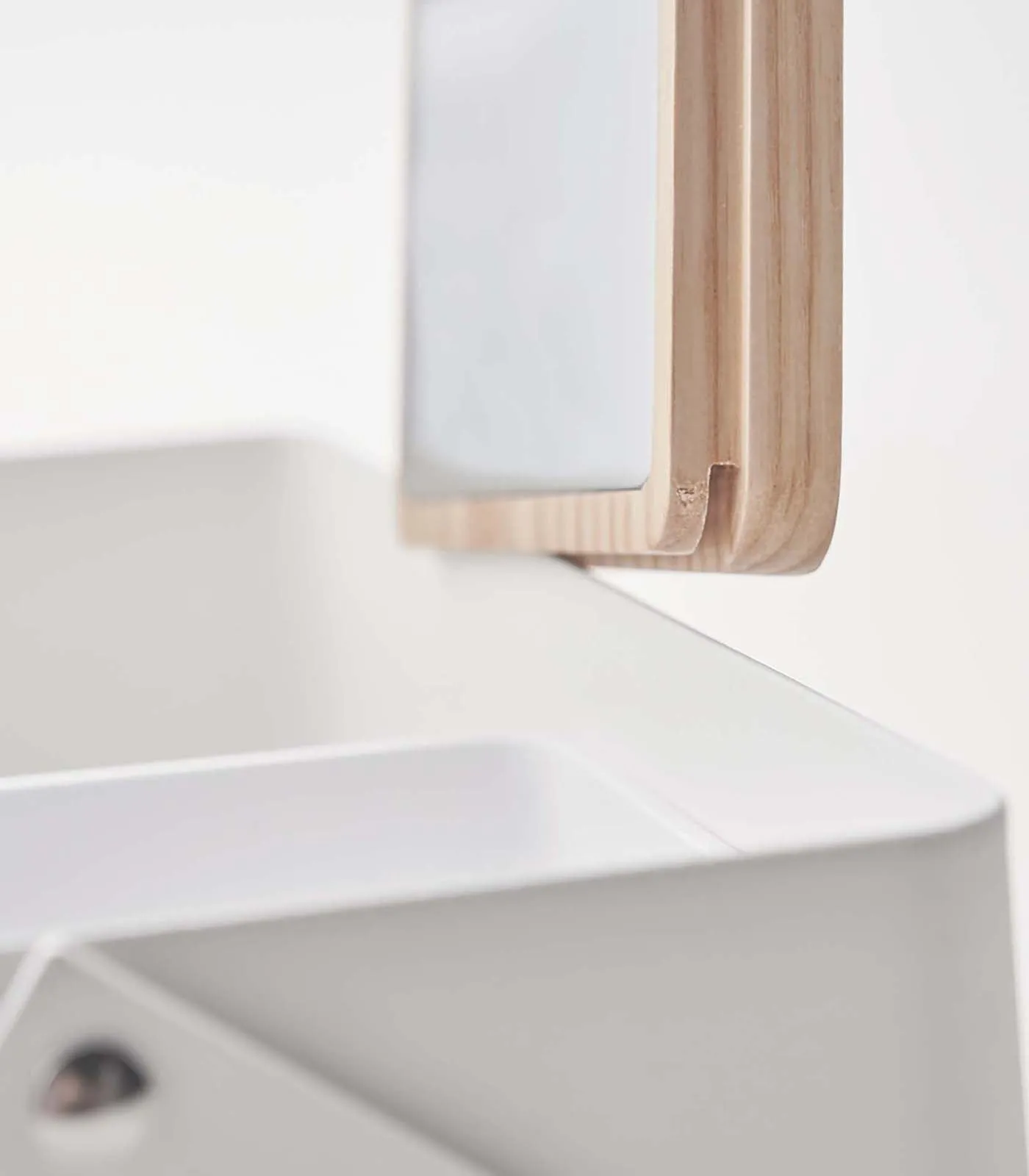 Makeup Organizer with Mirror - Steel   Wood