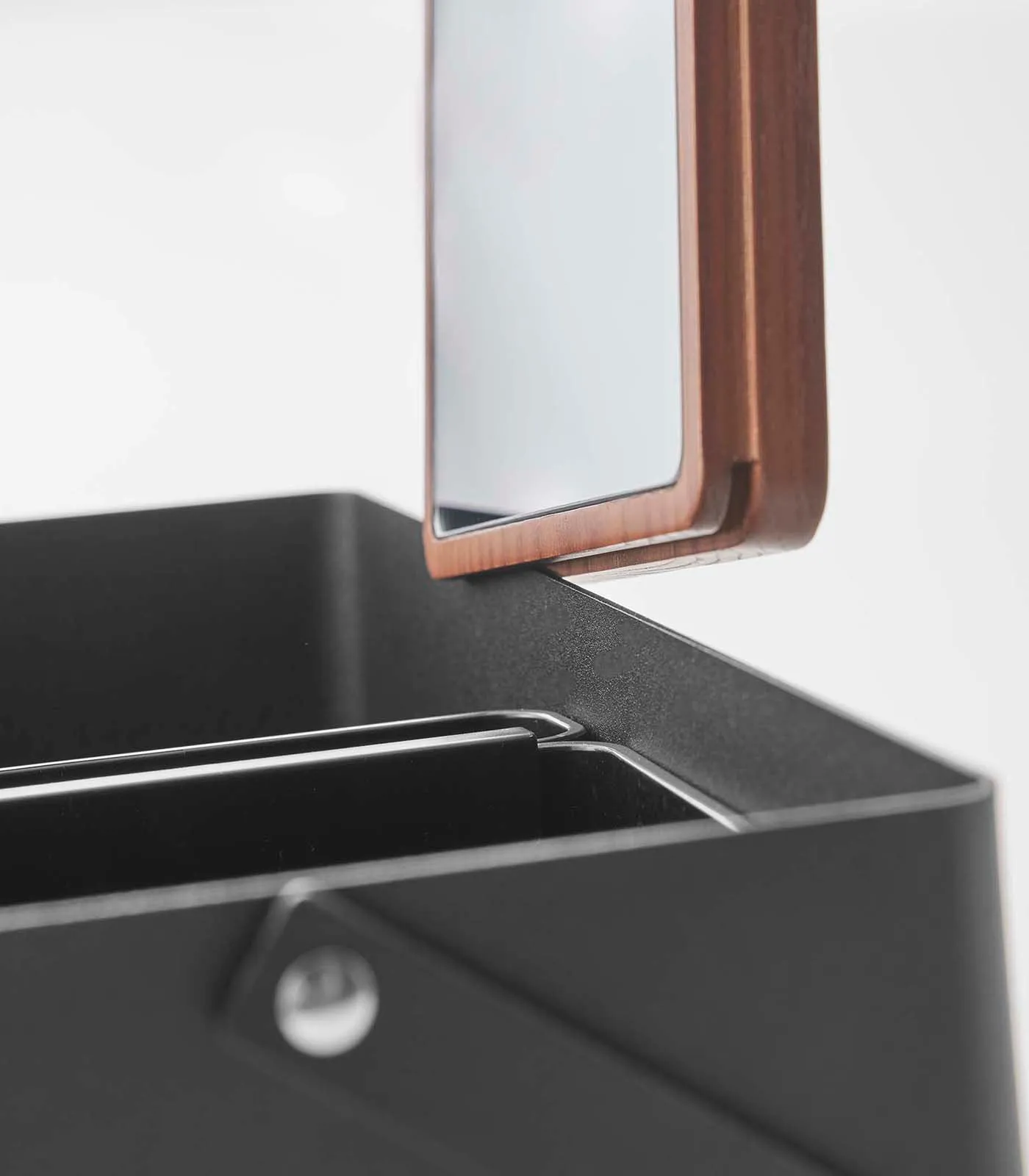 Makeup Organizer with Mirror - Steel   Wood