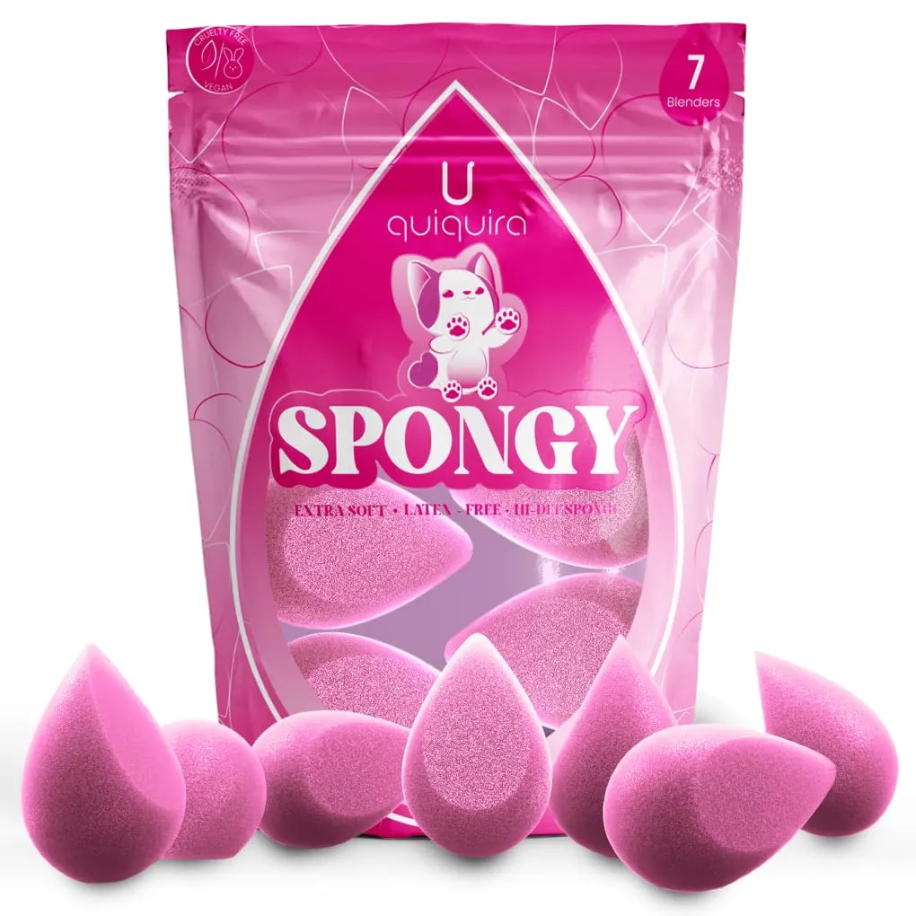 Makeup Sponges Set of 7 Pcs Super Soft Beauty Blenders for Flawless and Smooth Finish, Cruelty & Latex Free for Face, Foundation and Contour (fucsia)