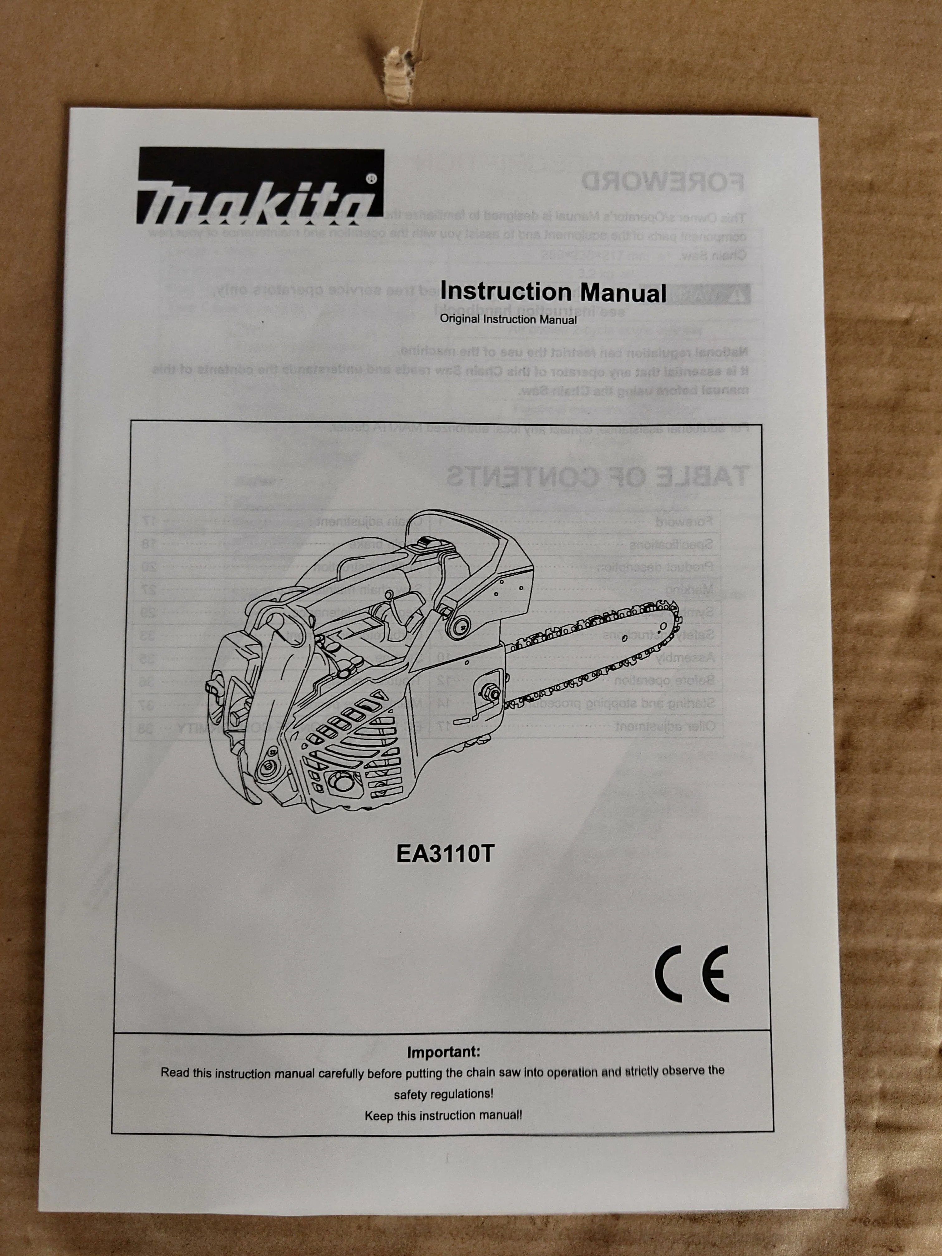 Makita EA3110T-30 Top Handle Petrol Chain Saw with 300Mm | Model : M-EA3110T-30 (OFFER VALID WHILE STOCK LAST)
