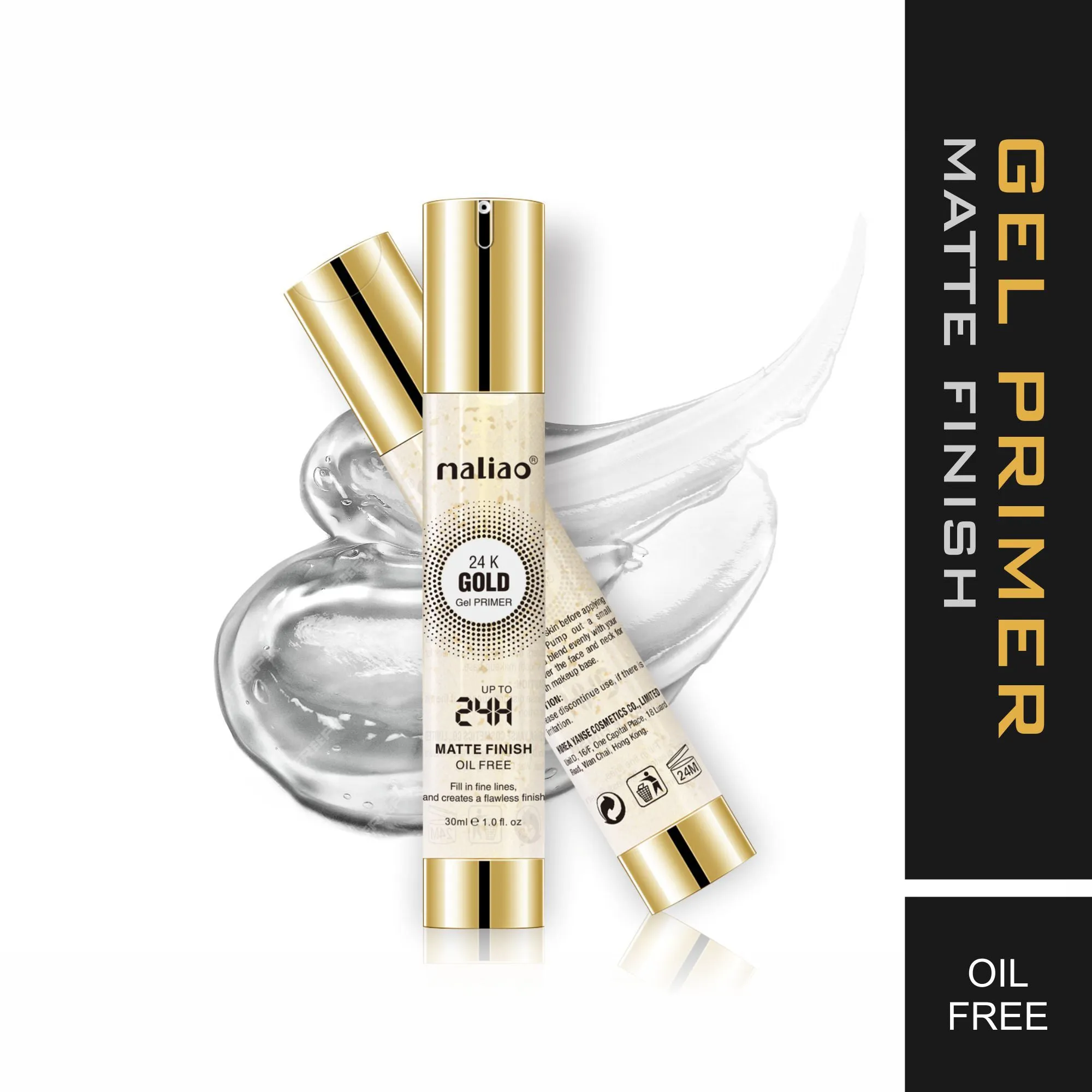 MALIAO 24K Gold Gel Matte Finish Oil-Free Primer - Flawless Base for Lasting Beauty