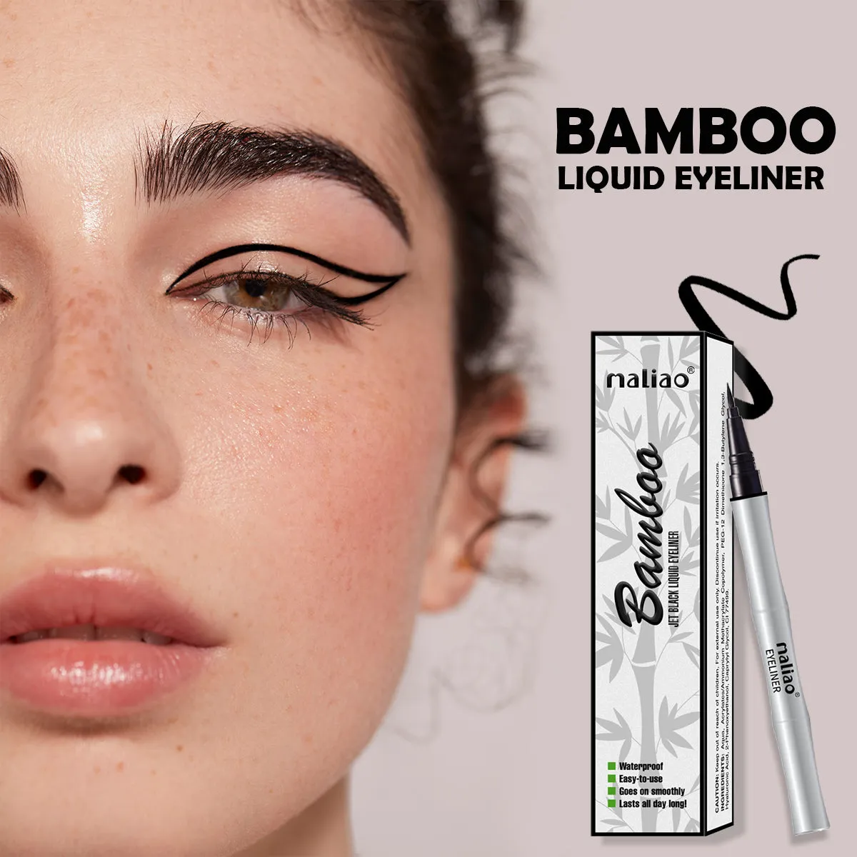 Maliao Bamboo Jet Black Liquid Eyeliner - Waterproof Precision for Stunning Eyes