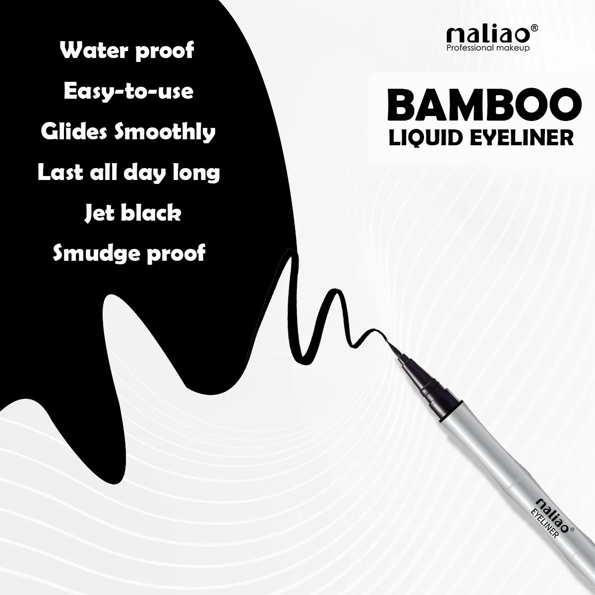 Maliao Bamboo Jet Black Liquid Eyeliner - Waterproof Precision for Stunning Eyes
