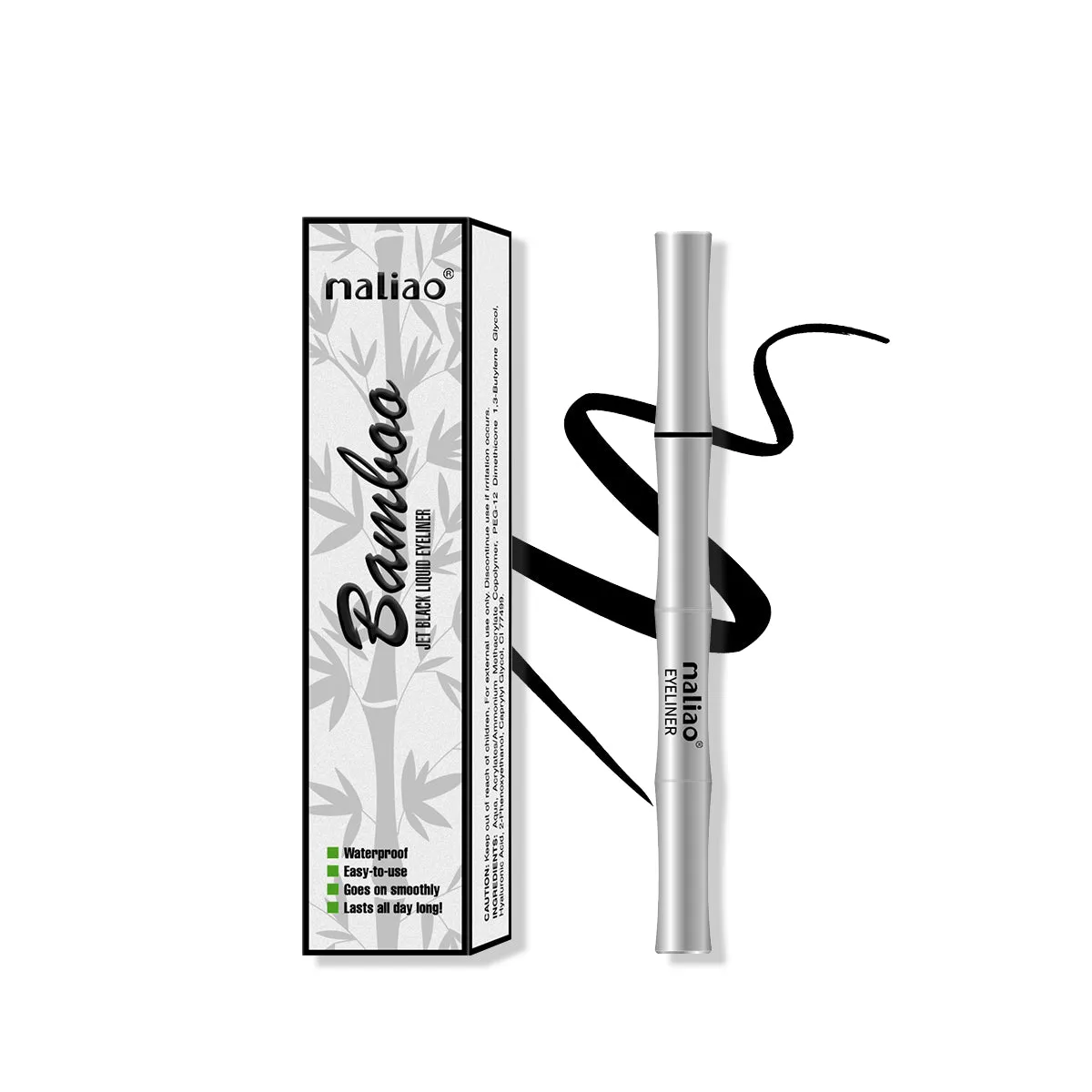 Maliao Bamboo Jet Black Liquid Eyeliner - Waterproof Precision for Stunning Eyes
