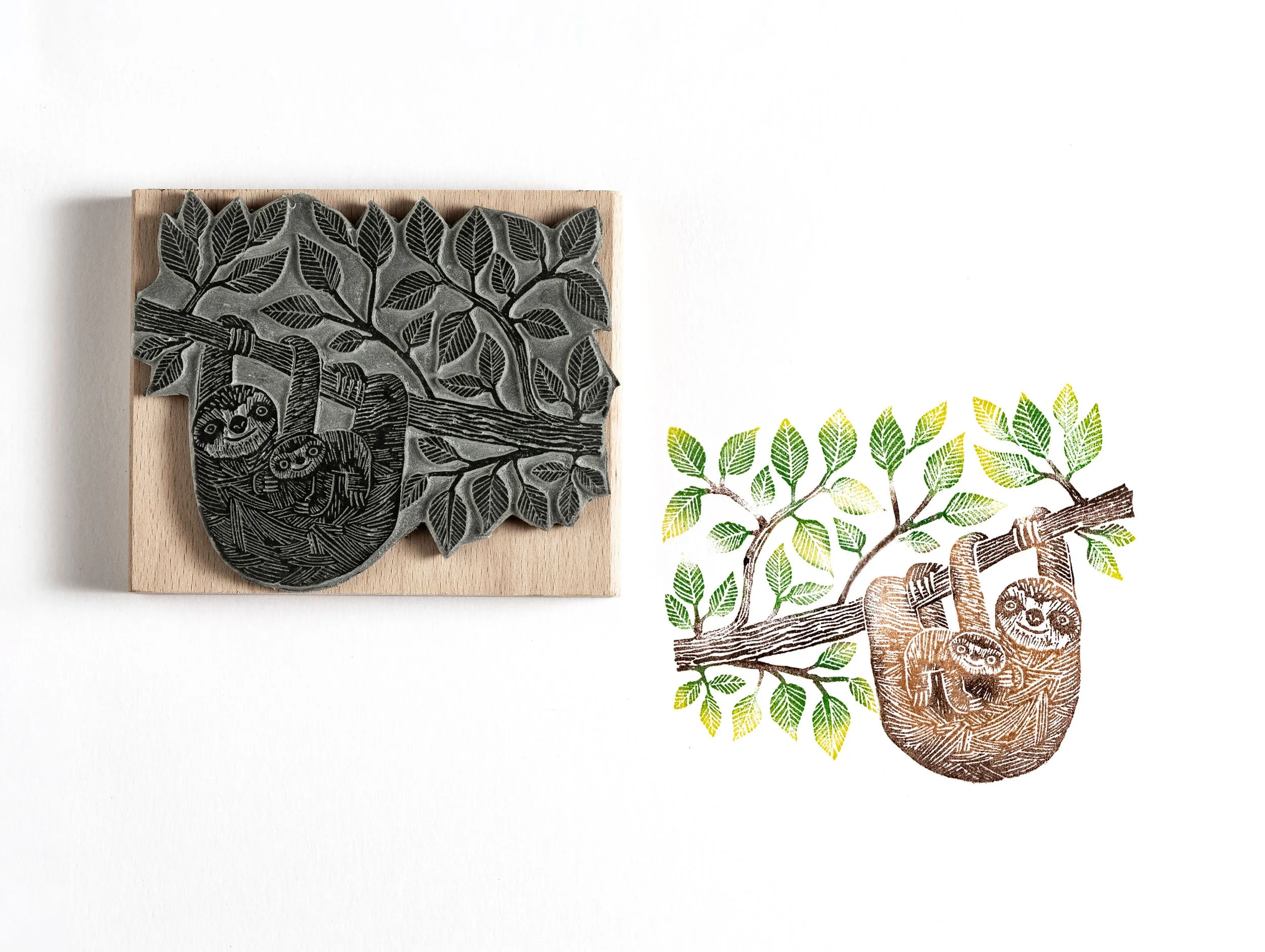 Mamma and Baby Sloth Rubber Stamp