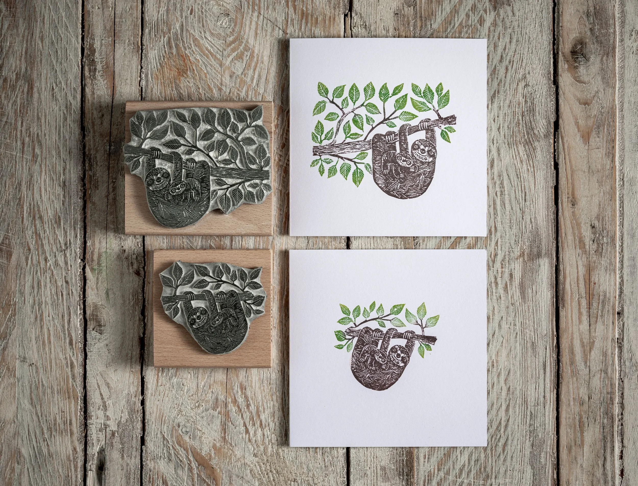Mamma and Baby Sloth Rubber Stamp