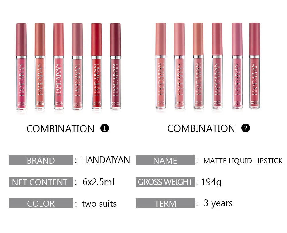 Matte Lip Gloss 6 pcs