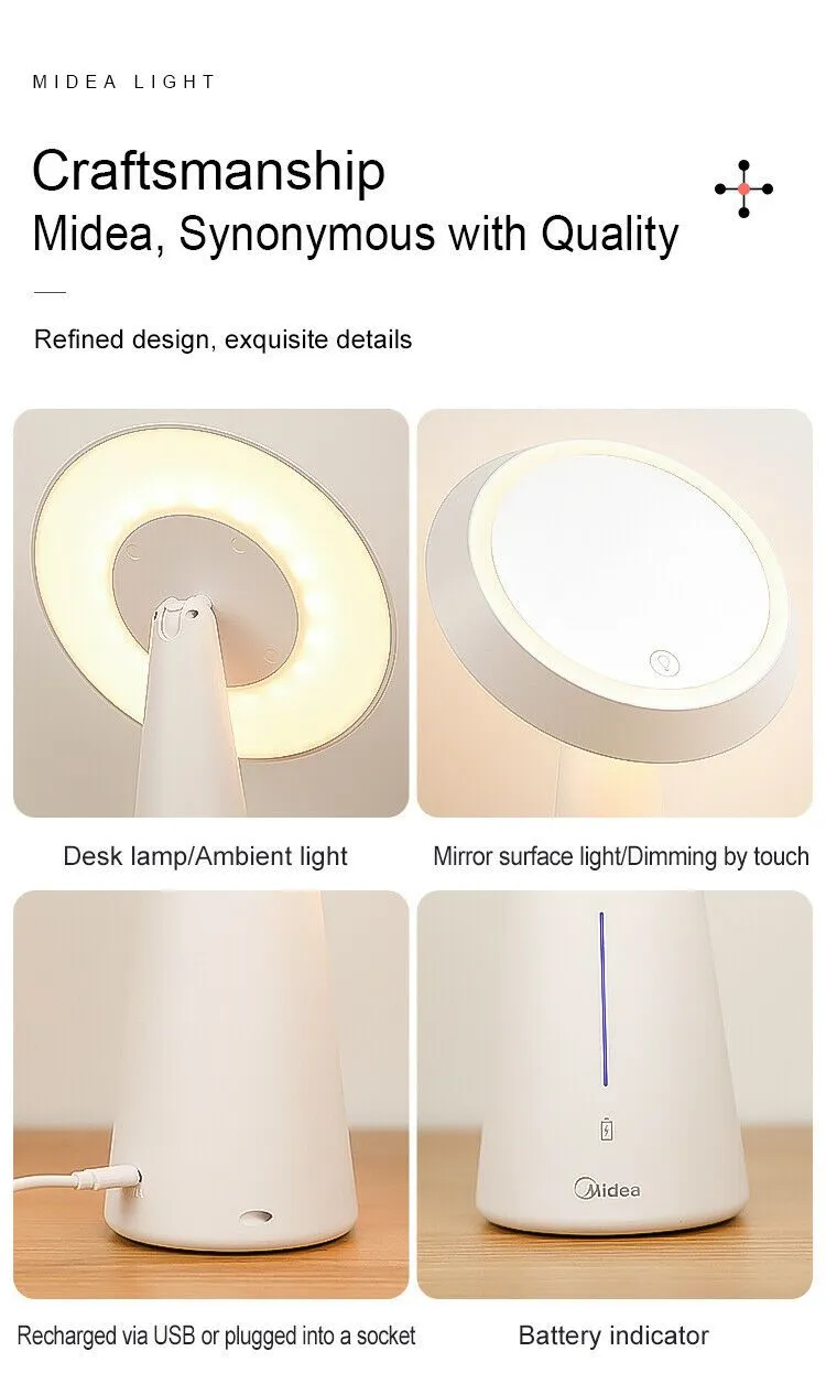 Midea LED Makeup mirror Tattoo Light Beauty Lamp Nails Makeup Portable USB MTD5-MK-12-K