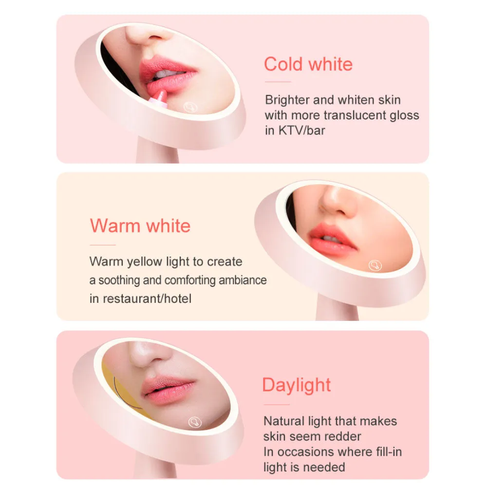 Midea LED Makeup mirror Tattoo Light Beauty Lamp Nails Makeup Portable USB-Pink MTD5-MK-12-Pink
