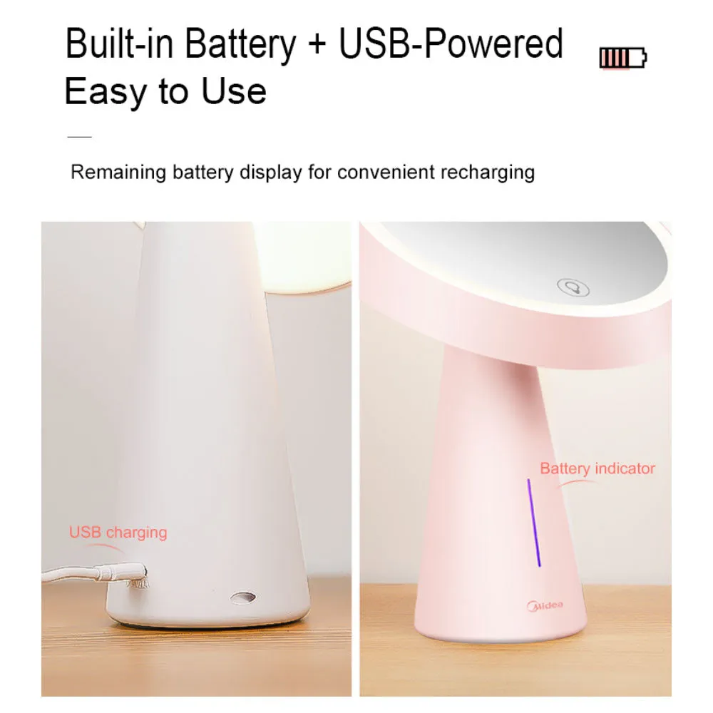 Midea LED Makeup mirror Tattoo Light Beauty Lamp Nails Makeup Portable USB-Pink MTD5-MK-12-Pink