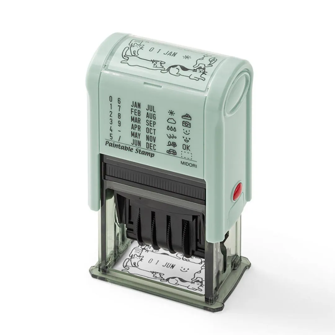 Midori Paintable Rotating Date Stamp - Cat