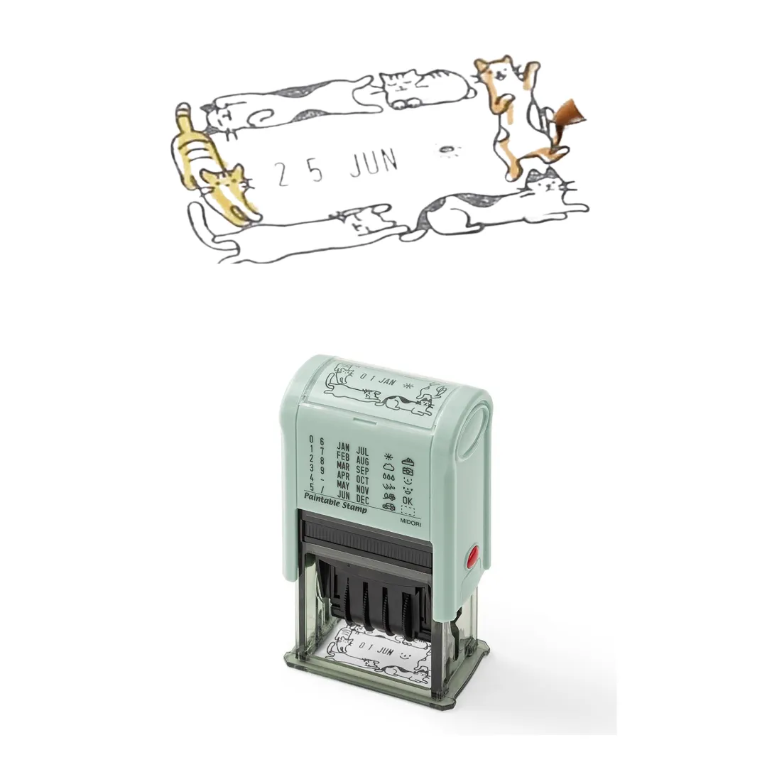 Midori Paintable Rotating Date Stamp - Cat