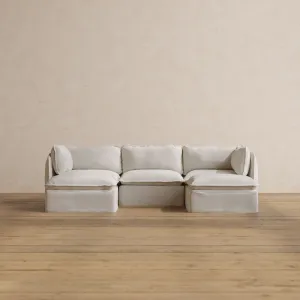 Modular Washable 3-Seater U-Sectional in Powder | Deluxe  Seat | Contour Pillow