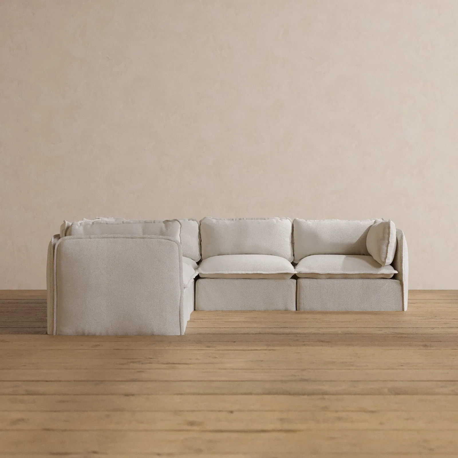 Modular Washable 5-Seater Corner Sectional in Powder | Memorix  Seat | Contour Pillow
