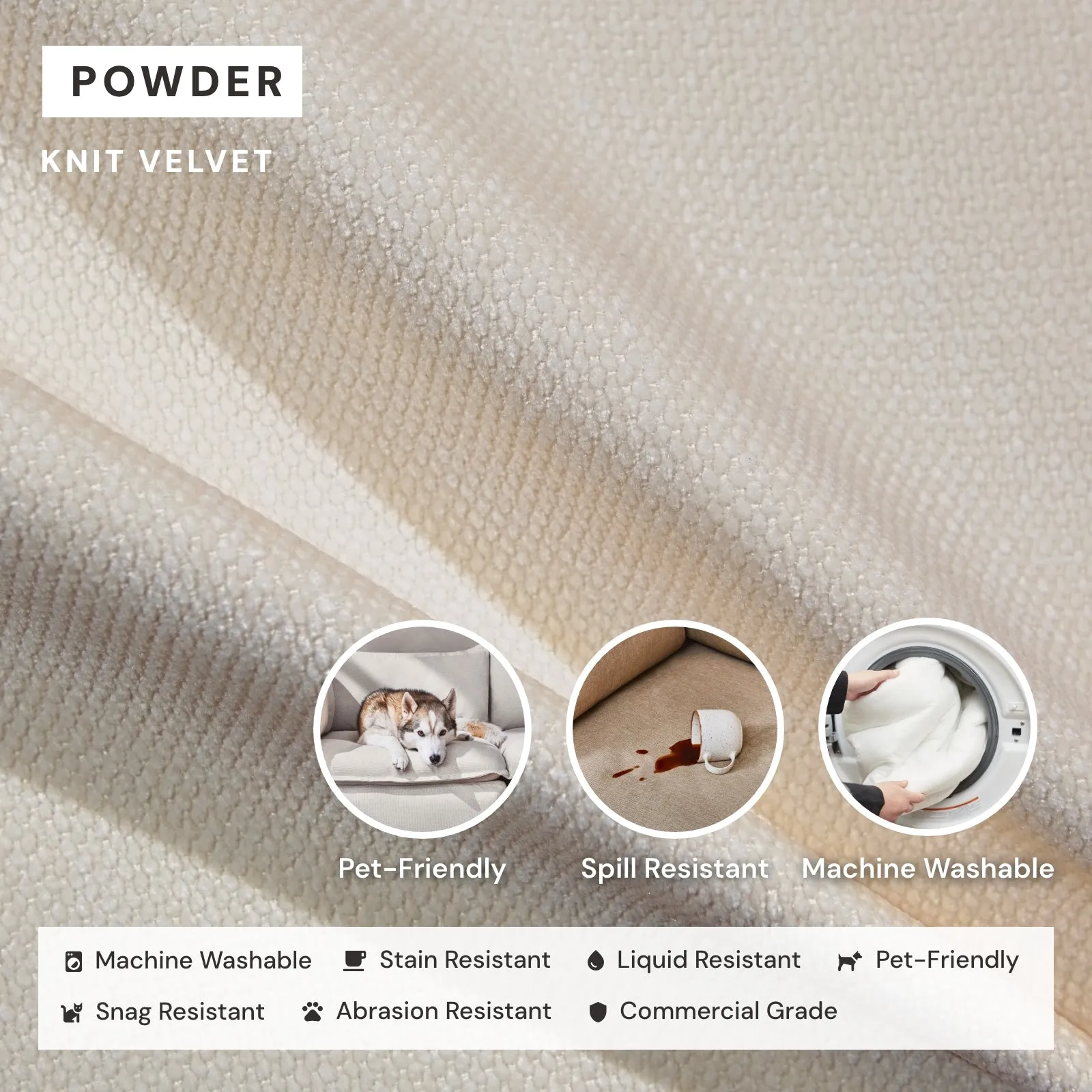 Modular Washable Armchair in Powder | Memorix  Seat | Contour Pillow