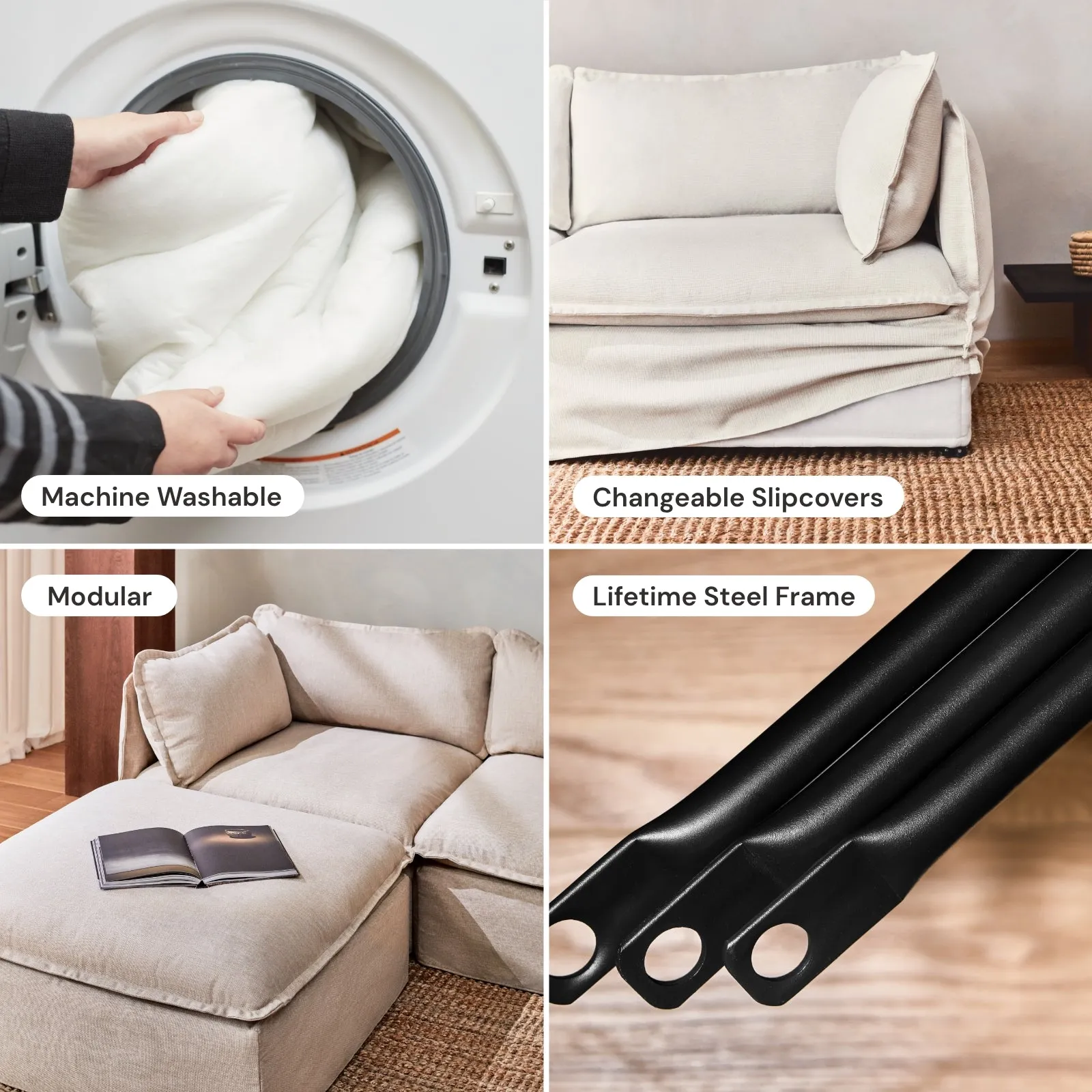Modular Washable Armchair in Powder | Memorix  Seat | Contour Pillow