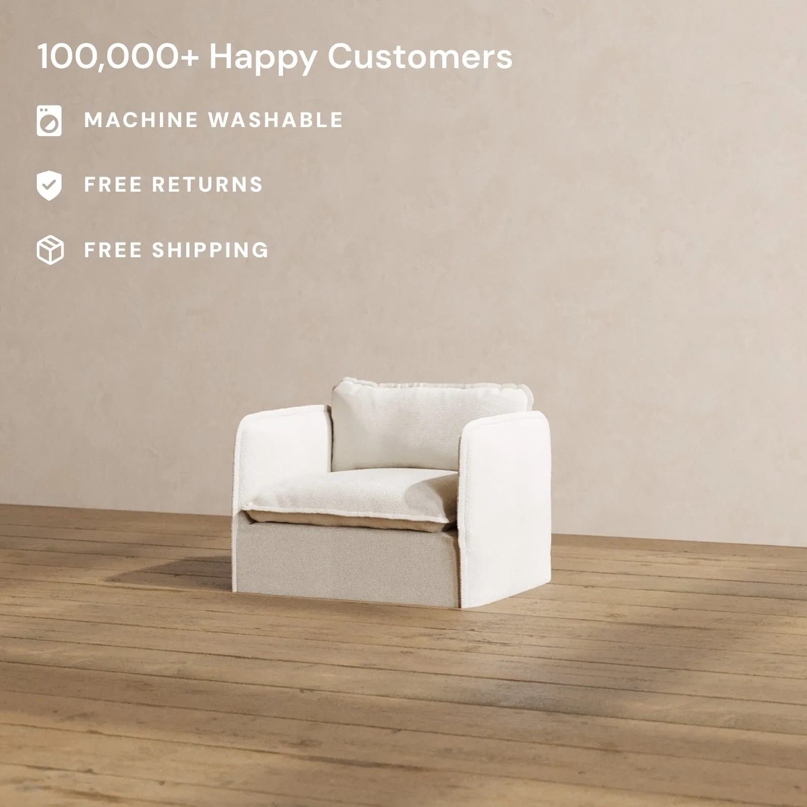 Modular Washable Armchair in Powder | Memorix  Seat | Contour Pillow