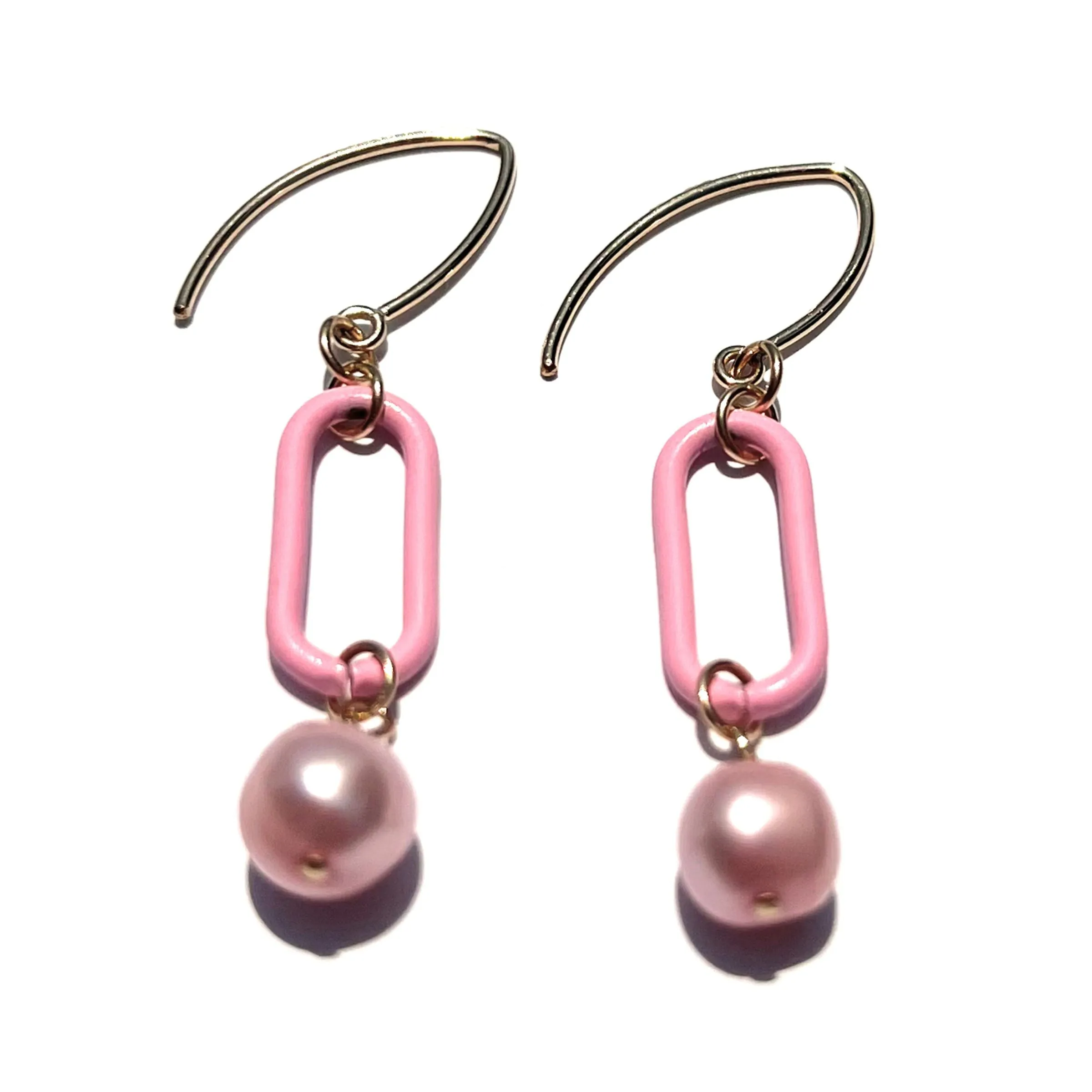 MPR x THE IMAGINARIUM: Pepto Pink Pearl Link Hook Earrings