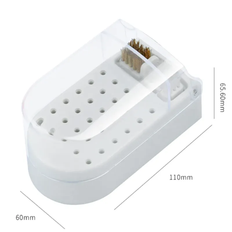 Nail Drill Bit Holder - Pink w/ Brush Cleaner