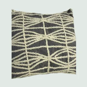 Natural-Black cushion cover with Embroidery  | 100% Organic Wool