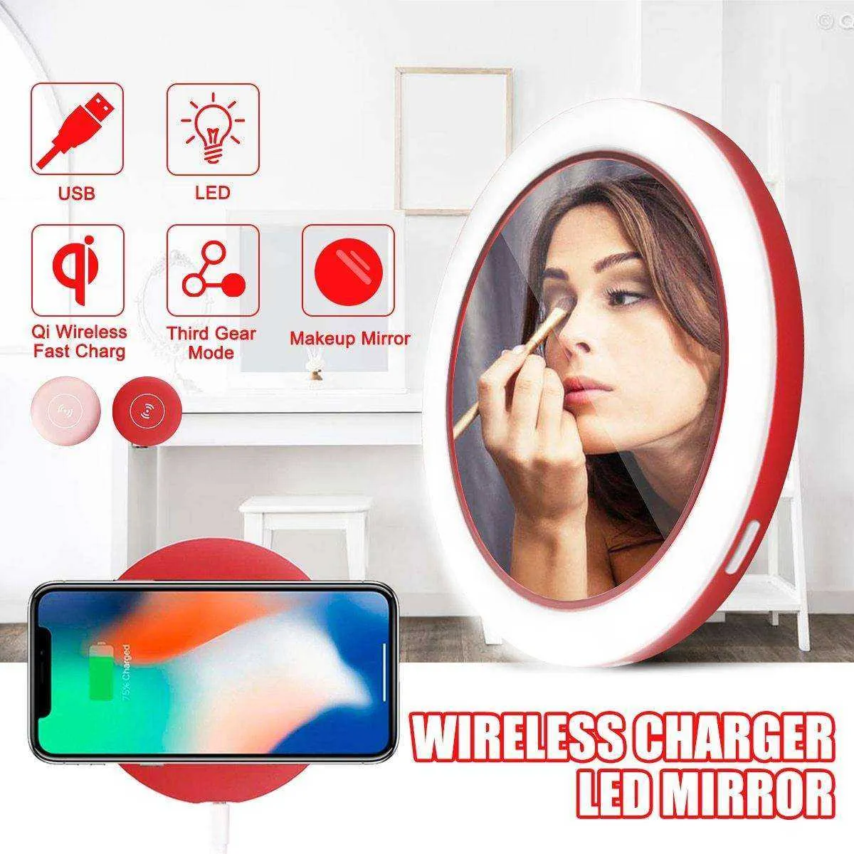 New Portable LED Illuminated Circular Makeup Mirror