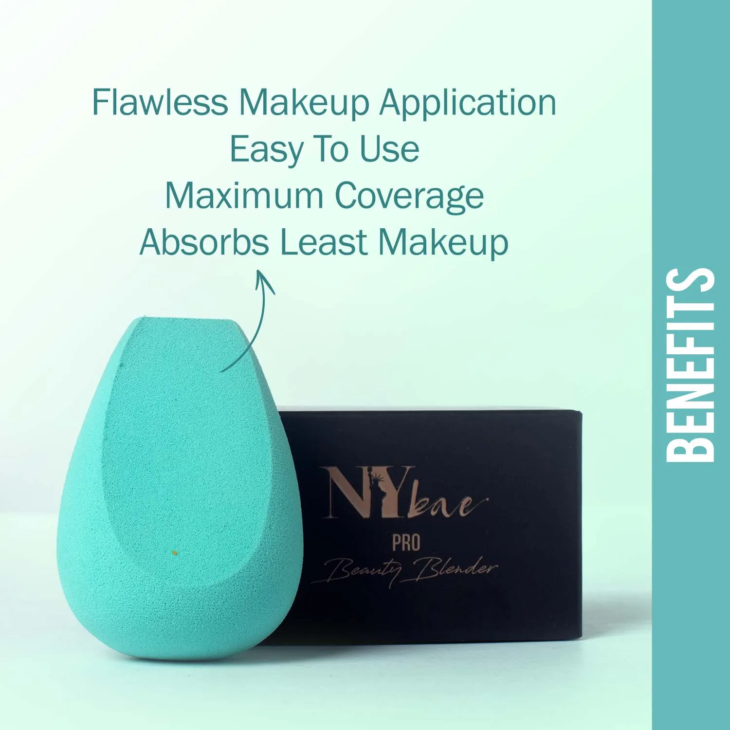 NY Bae Pro Beauty Blender | Three Cuts Teardrop Blender | Blue | Flawless Makeup Application | Maximum Coverage - Royal 06