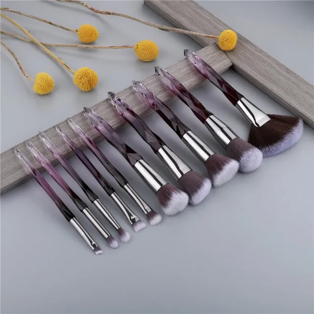 OG PRETTY - Crystal Makeup Brushes Powder Foundation Eyeshadow Eyebrow Cosmetics for Face Fan Make Up Brush Set Brochas Maquillaje