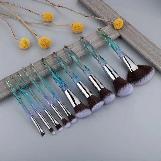 OG PRETTY - Crystal Makeup Brushes Powder Foundation Eyeshadow Eyebrow Cosmetics for Face Fan Make Up Brush Set Brochas Maquillaje