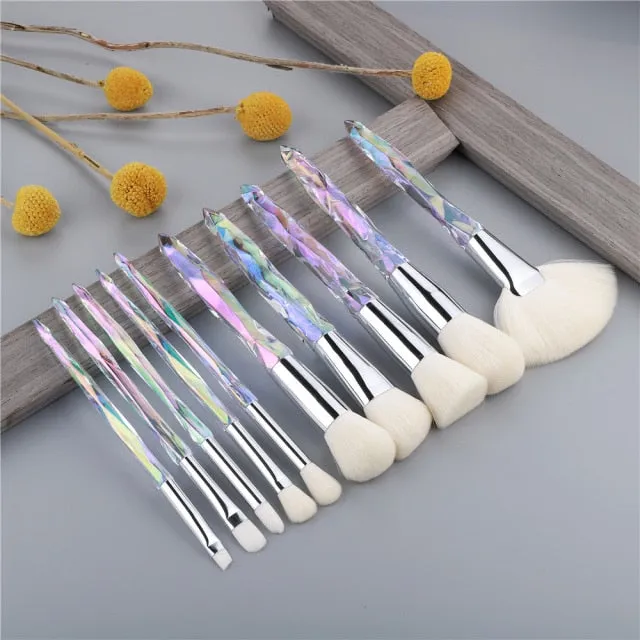 OG PRETTY - Crystal Makeup Brushes Powder Foundation Eyeshadow Eyebrow Cosmetics for Face Fan Make Up Brush Set Brochas Maquillaje
