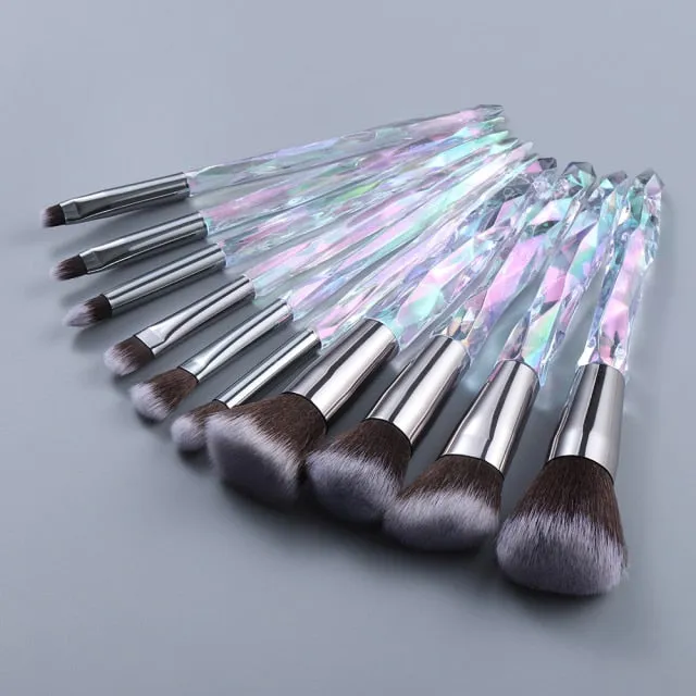 OG PRETTY - Crystal Makeup Brushes Powder Foundation Eyeshadow Eyebrow Cosmetics for Face Fan Make Up Brush Set Brochas Maquillaje