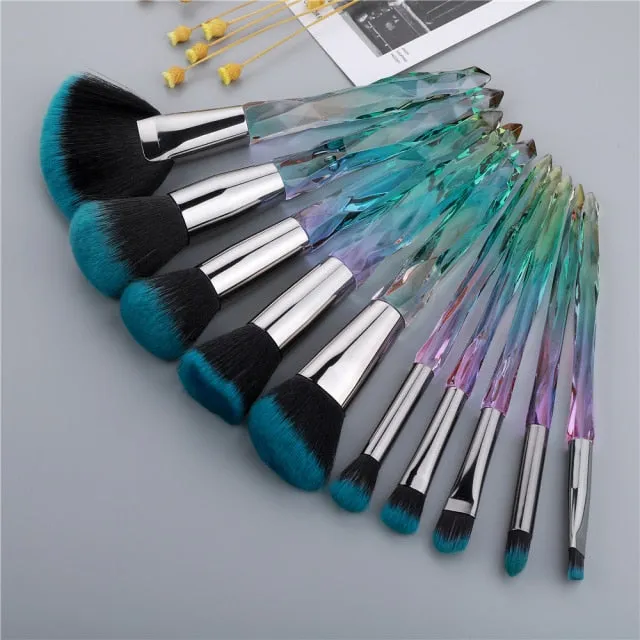 OG PRETTY - Crystal Makeup Brushes Powder Foundation Eyeshadow Eyebrow Cosmetics for Face Fan Make Up Brush Set Brochas Maquillaje