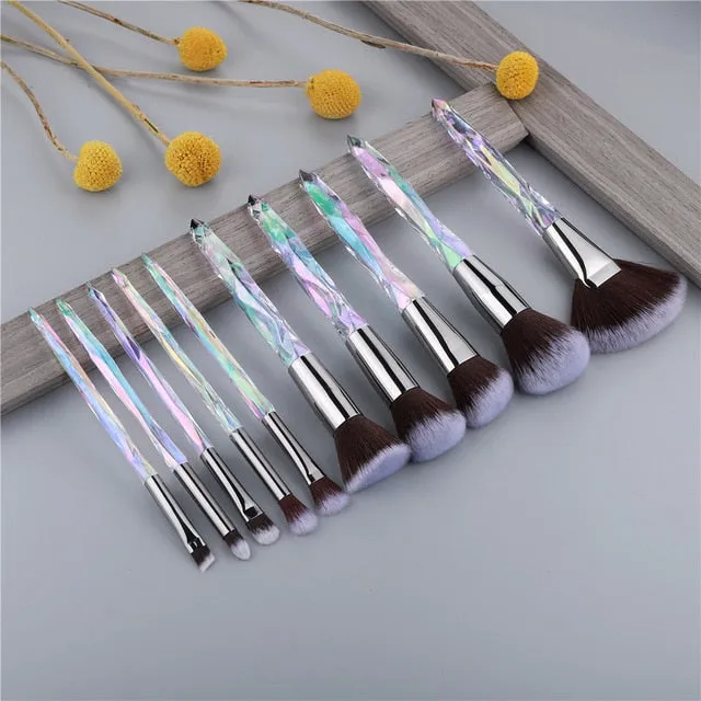 OG PRETTY - Crystal Makeup Brushes Powder Foundation Eyeshadow Eyebrow Cosmetics for Face Fan Make Up Brush Set Brochas Maquillaje