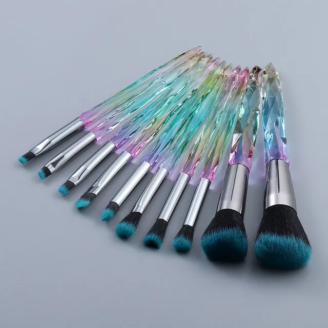 OG PRETTY - Crystal Makeup Brushes Powder Foundation Eyeshadow Eyebrow Cosmetics for Face Fan Make Up Brush Set Brochas Maquillaje