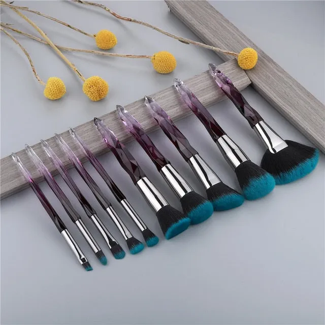 OG PRETTY - Crystal Makeup Brushes Powder Foundation Eyeshadow Eyebrow Cosmetics for Face Fan Make Up Brush Set Brochas Maquillaje