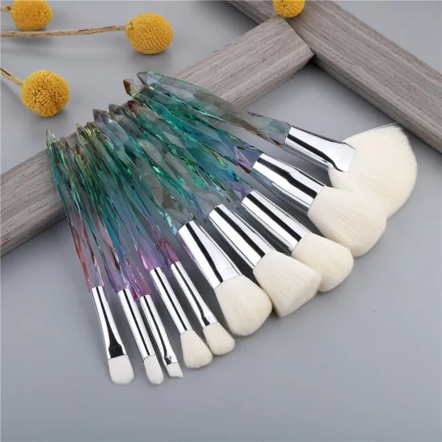 OG PRETTY - Crystal Makeup Brushes Powder Foundation Eyeshadow Eyebrow Cosmetics for Face Fan Make Up Brush Set Brochas Maquillaje