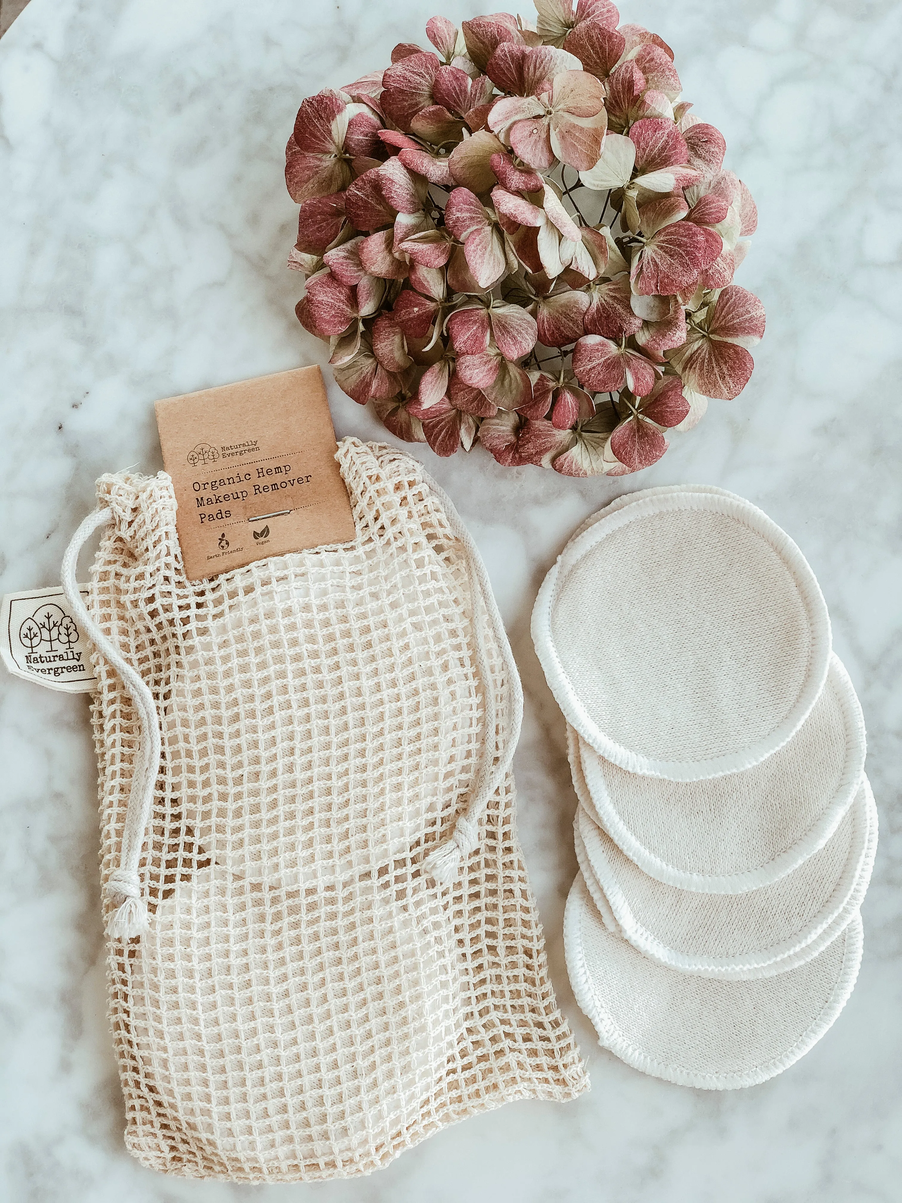 Organic Hemp Makeup Remover Pads with Bag - Pack of 14