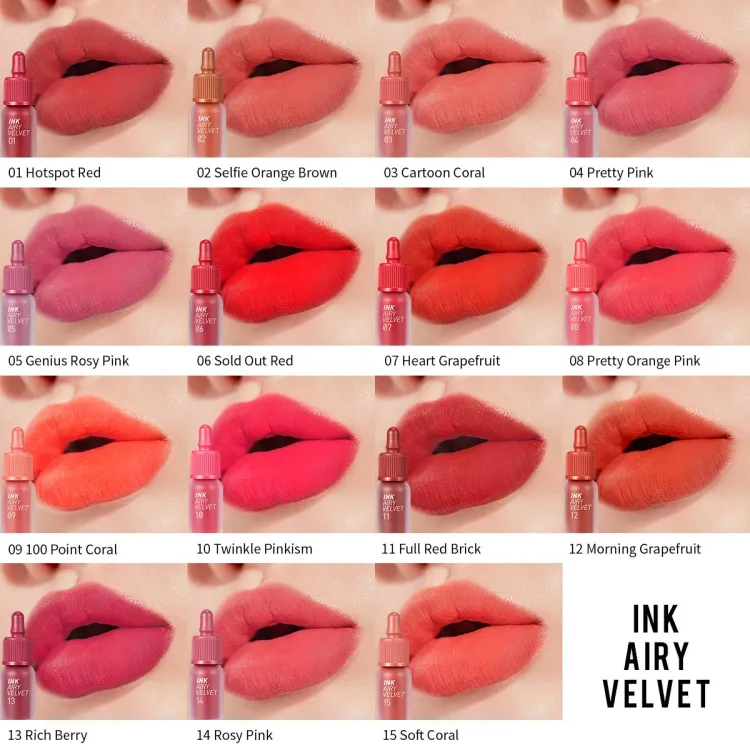 peripera Ink Airy Velvet (16 colors); 0.14oz / 4g
